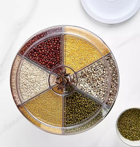 360 distributeur de grains, distributeur de nourriture de stockage de grains rotatif avec bouton récipient de stockage de cuisine domestique résistant à l'humidité - Product Image 3