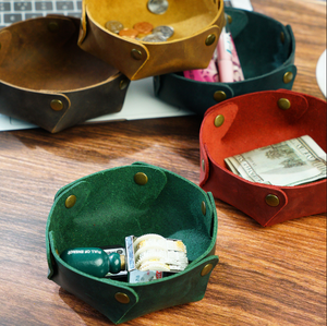 Plateau à dés rond pliable en cuir véritable de haute qualité, accessoire de jeu de table durable, organiseur de bijoux classique pour cadeaux - Product Image 2