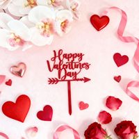 Magnifiques décorations de gâteau en forme de cœur en acrylique à double couche avec impression UV pour la Saint-Valentin, 10 cm, pour adultes