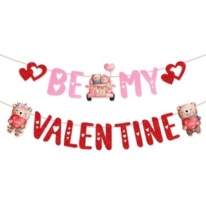 Día de San Valentín bandera tirar oso tema Día de San Valentín confesiones fiesta decoración tirar bandera tirar corazón espiral colgante - Product Image 6