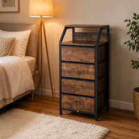 Organisateur de rangement autoportant moderne à 4 tiroirs en tissu non tissé avec structure en acier pour chambre à coucher, salon, commode