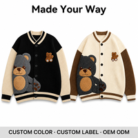 Unisex Knopfleisten-Strickjacke, Niedliche Bären-Patchwork-Strickjacke, OEM/ODM Individuelles Logo & Großhandel Unterstützt