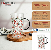 Carafe en verre borosilicate LAKOTTO 2000 ml, fabricant, réutilisable, écologique, OEM, ODM, personnalisable, carafe à eau pour boissons