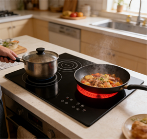 Table de cuisson à induction et cuisinière infrarouge à trois zones pour la maison avec brûleurs de 1200W+1800W+2200W, cuisson simultanée sur trois zones - Product Image 2
