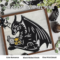 Dragon noir aventure roman émail broches dessin animé Animal broche pour sac à dos col revers Badges plaqué bijoux cadeaux pour amis