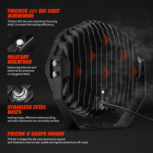 Phare <span class=keywords><strong>de</strong></span> travail LED rond super lumineux haute puissance 9 pouces 12V 24V avec faisceau combiné blanc et ambre et <span class=keywords><strong>feux</strong></span> <span class=keywords><strong>de</strong></span> <span class=keywords><strong>position</strong></span> DRL pour camion - Product Image 4