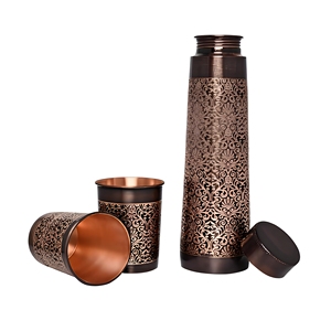 100% <b>Copper</b> Eco-Friendly Dishwasher Safe <b>Screw</b>-On Cap Classic Design Home & Outdoor & Travel & Car Use Water Bottle - Product Image 3