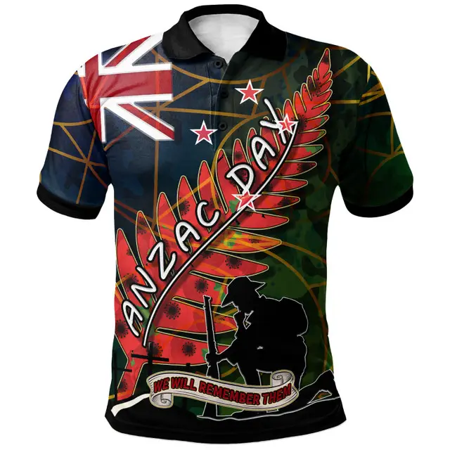 Nouvelle-Zélande Anzac Day Polo Camouflage Courbe Motifs Polo Personnalisation Chemise Hommes Unique Casual Shirt Dropshipping