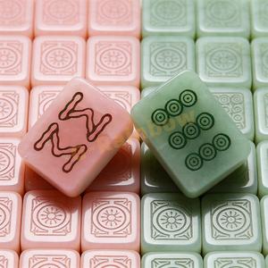 Factory Custom Color Custom Hand Painting Jade Look Mahjongg Tiles Stone American <strong>Majong</strong> Travel Game <strong>Set</strong> - Product Image 1