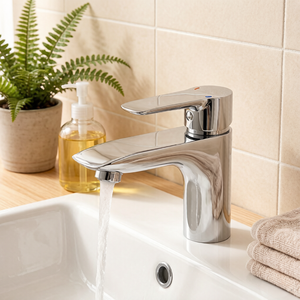 Robinet en alliage de zinc à un seul trou au design minimaliste moderne, avec cartouche céramique, idéal pour lavabo de salle de bain d'hôtel ou d'appartement - Product Image 3