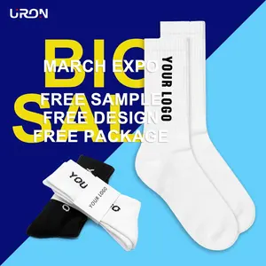 Uron Sokken emballage gratuit conception hommes chaussettes d'équipage personnalisées 100% coton chaussettes hommes logo chaussettes personnalisées