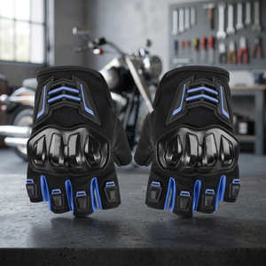 Gants de moto tout-terrain à doigts complets, antidérapants, en polyester et cuir, pour l'hiver, unisexes, avec protection des articulations, personnalisables - Product Image 2