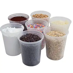 48 Pack, 32 oz Plastic Deli Food Storage Soup Containers With Airtight Lids, Freezer Safe | Meal Prep | Stackable