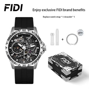 Reloj Mecánico Automático FIDI para Hombre, Esfera Hueca con Diseño de Esqueleto, Resistente al Agua 30M, Correa de Silicona y Acero Inoxidable, Reloj de Pulsera Deportivo de Lujo - Product Image 1