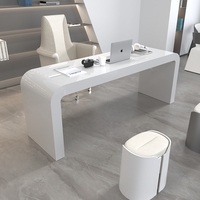 Bureau d'ordinateur en panneau MDF peint en blanc, design minimaliste moderne, personnalisable, vente directe d'usine