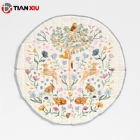 Tapis d'éveil pour bébé OEM ODM Oeko-Tex 100, tapis rond pliable et doux pour le sol, tapis d'éveil pour bébé, tapis de jeu pour bébés