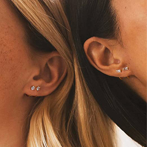 CANNER Lot de 4 boucles d'oreilles manchette en argent sterling S925 multi-styles en forme de C avec zircon géométrique, sans perçage, pour cartilage - Product Image 2