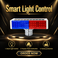 Balise de signalisation clignotante à LED rouge et bleue double face, alimentée par énergie solaire, directe usine, portable, en ABS, pour circulation nocturne