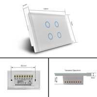 Makegood Interrupteur mural de luxe moderne pour maison intelligente AU/US SAA Wifi 4 gangs Interrupteur mural Alexa google Touch Verre Wifi Interrupteur mural