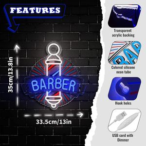 Enseigne néon BARBER, motif classique de salon de coiffure, lumière LED acrylique néon, enseigne publicitaire pour salon de coiffure, décoration de devanture de magasin - Product Image 3