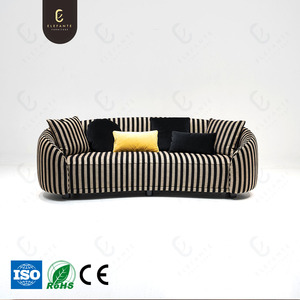 Canapé en tissu de luxe à vendre, ensemble de canapés personnalisés, luxe léger, confortable, de haute qualité, canapés incurvés en forme de lune rayés - Product Image 2
