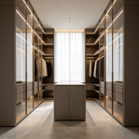 Armoire dressing sur mesure, durable, moderne, écologique, avec portes en verre, éclairage LED et grande capacité de rangement pour l'ameublement de la maison