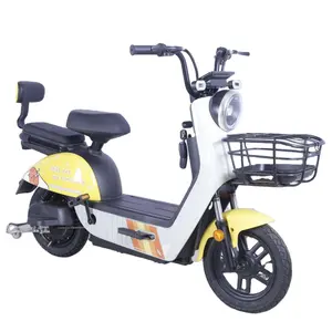 48V 350W 14-Inch Electric Scooter with 12AH Lead Acid Battery ASP System LED Light Iron Body Parent-Child Two Seats Bike Bicycle