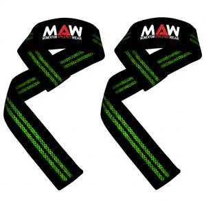 MAW Lifting Straps Black Green Anti-Slip Gym Weightlifting Equipment Unisex Velcro Closure - Product Image 1