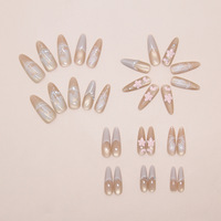 Ongles de luxe haut de gamme 3D œil-de-chat Gardenia, nœud en perles et diamants, manucure française, faux ongles à presser, 30 pièces amovibles