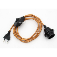 Cordons d'alimentation électrique tressé en Textile avec prise européenne, 220V AC, avec interrupteur de variateur, 1 mètre