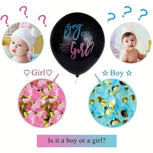 Globo Personalizado Unisex de 36 Pulgadas, Negro Brillante con Confeti, para Baby Shower - Product Image 2