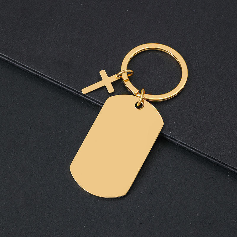 Badge 49*28mm + croix + porte-clés-couleur or