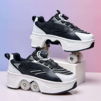 Chaussures à roulettes transformables 4 roues avec roues pliables pour garçons, filles et adultes, double usage (marche et baskets), logo personnalisé OEM