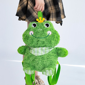 Nouveauté Sac à bandoulière en peluche <span class=keywords><strong>grande</strong></span> capacité Sac d'école pour <span class=keywords><strong>adulte</strong></span> en peluche grenouille mignonne Sac à dos grenouille souriante - Product Image 2