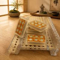 Ensemble de poussoirs de mahjong américain en acrylique, design cannage rotin tressé, magnétique, prêt à expédier, expédition rapide, lot de 4 pièces pour règle