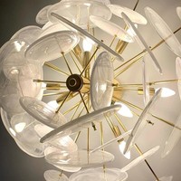 Lustre en laiton moderne luxe style européen nuage plaque verre blanc éclairage décoration hôtel chambre personnalité créative