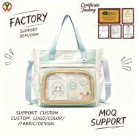 Sac fourre-tout multifonctionnel Ita, sac bandoulière avec poche avant transparente pour la présentation de badges et de photocartes, grande capacité, léger, OEM ODM