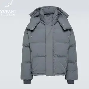 YuFan personnalisé Simple gris hommes doudoune surdimensionné doudoune hiver matelassé manteau