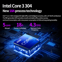 Intel Core 3 304 JB03 Mini Masaüstü Bilgisayar 12GB LPDDR5X 4.3GHz Turbo Frekanslı Mini PC Çift 4K Ekran Çıkışlı 2.5G Lan İş Bilgisayarı