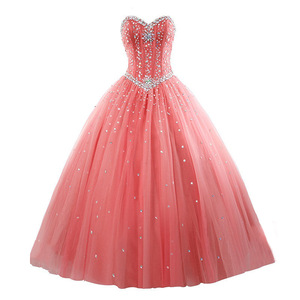 Strapless Red Ball Gown Evening <b>Dress</b> With Rhinestones Sweetheart Neckline Chiffon Long Formal <b>Dress</b> For Banquet Party - Product Image 4