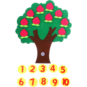 Gran oferta, decoración para el aula, tablero ocupado de fieltro <span class=keywords><strong>Montessori</strong></span> para niños, melocotón, pera, manzana, naranja, plátano, árbol, números, juguetes para contar - Product Image 3