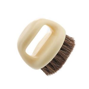 White <b>Round</b> Plastic Handle Shoe <b>Brush</b> Portable Mini Horsehair Shoe Cleaning <b>Brushes</b> for Travel - Product Image 2