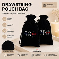 Pochette à bijoux en velours avec logo brodé, sac à cordon souple pour l'emballage de bagues, colliers, bracelets, boucles d'oreilles, vente en gros