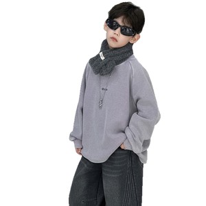 <span class=keywords><strong>Sweat</strong></span>-shirt en polaire pour garçons, version coréenne automne-hiver 2026, imprimé, en coton écologique, col rond, couleur unie - Product Image 5