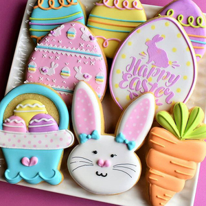 Ensemble de 6 <span class=keywords><strong>emporte</strong></span>-pièces de Pâques - Moules en plastique en forme de lapin, d'œuf, de poussin et de fleur pour la décoration de fondant, biscuits et pâtisseries - Product Image 5