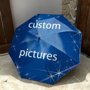1 Parapluie Pliant Personnalisé Bleu Étoilé avec Photo, Sans Minimum de Commande, Ajoutez Votre Image, Cadeau, Commande Unique, Impression UV, Paraguas Personizado Art - Product Image 1