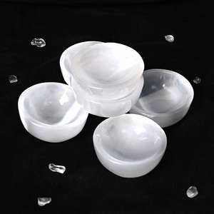 Vente en gros de pierres naturelles et de cristaux artisanaux, bol ovale blanc en cristal écologique pour la décoration de la maison - Product Image 3