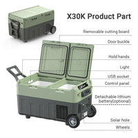 Réfrigérateur Portable de Voiture, Congélateur Électrique Alimenté par Batterie Solaire, Glacière Auto avec Roues