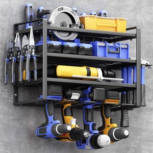 Drill Holder Wall Mount 4 Layers Power Tool Organizer Utility Storage Rack For Cordless Drill Garage Tool Organizer