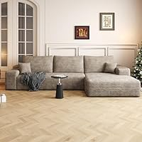 Stylish Camel Modular Sleeper <b>Sofa</b>, Corduroy Upholstered <b>Foldable</b> Couch for Hotel Office Building - Product Image 3